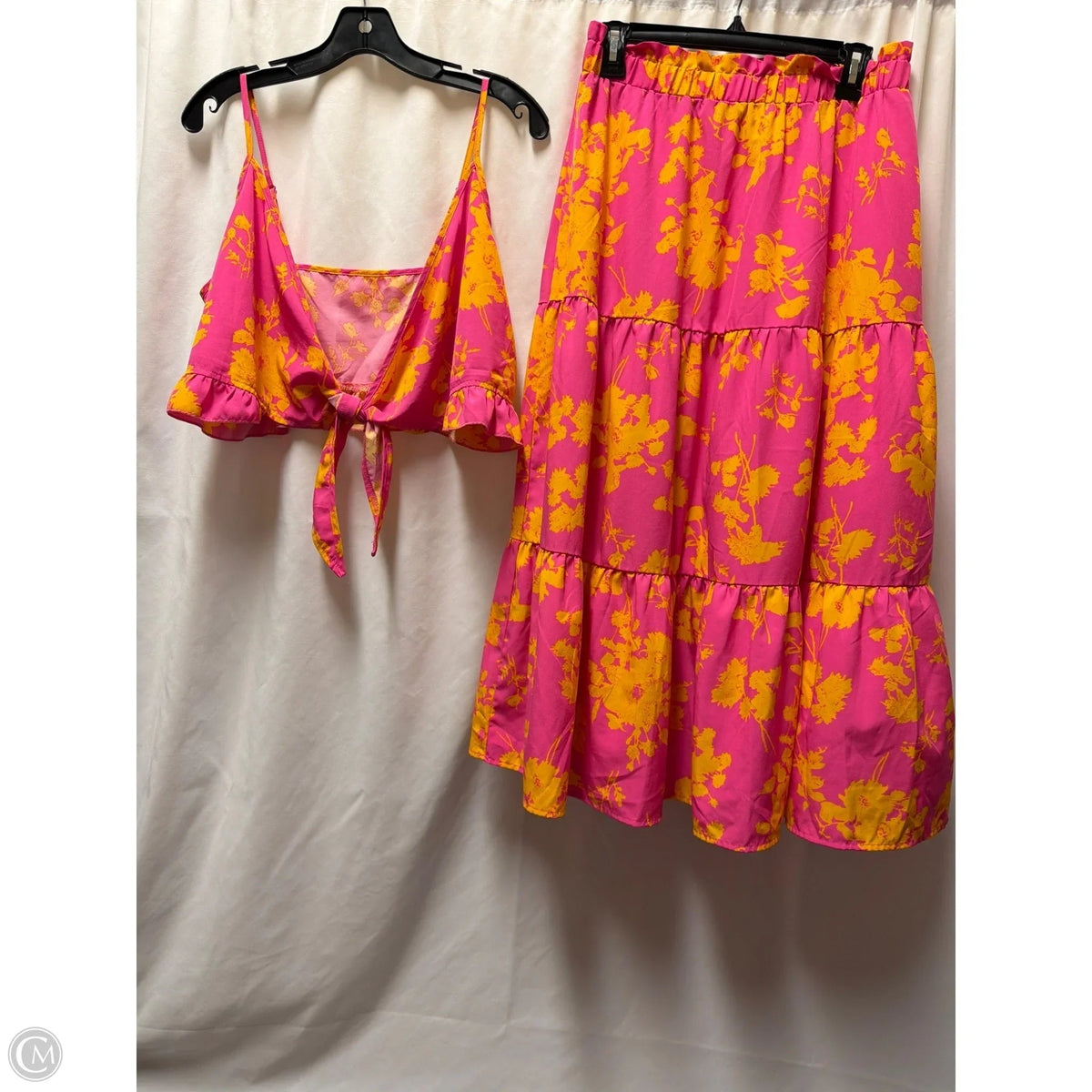 Skirt Set 2pc By Shein In Orange & Pink, Size: L