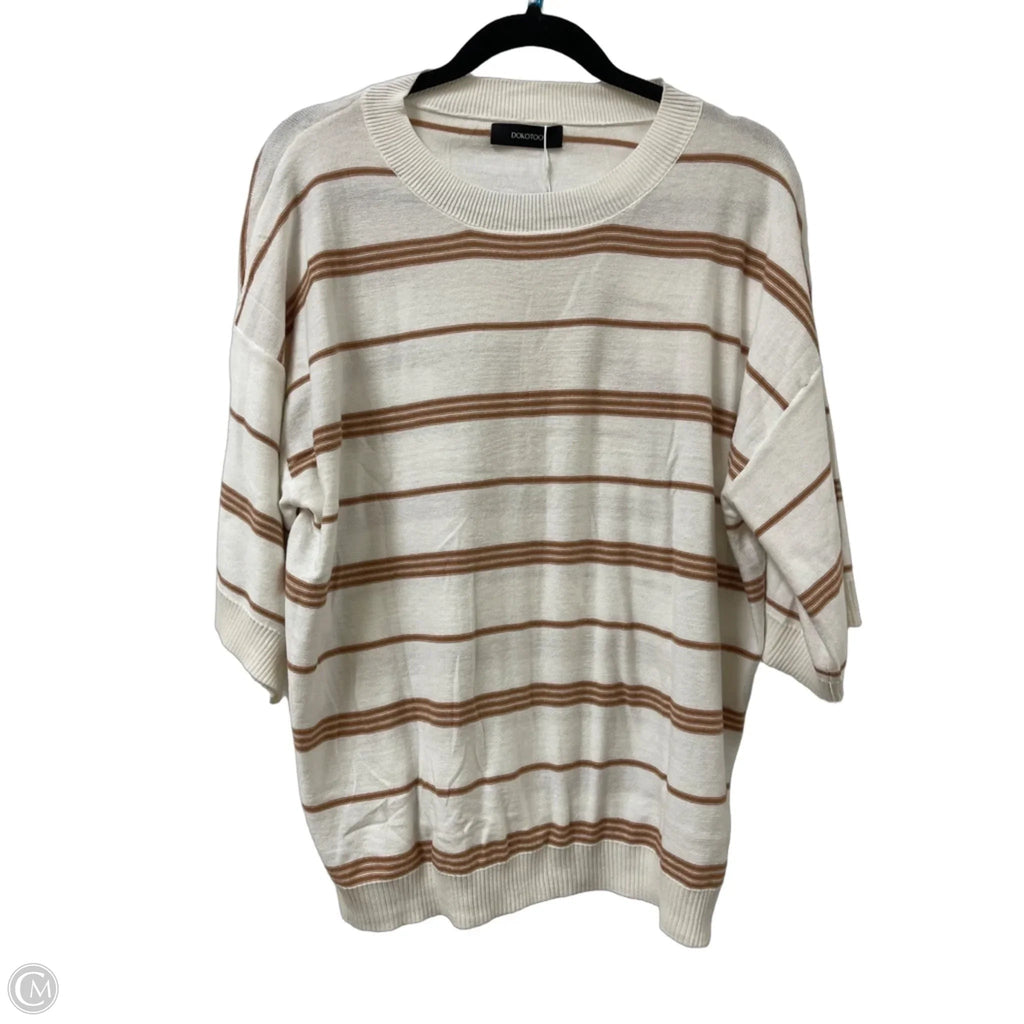 Sweater Short Sleeve By Dokotoo In Tan & White, Size: Xl