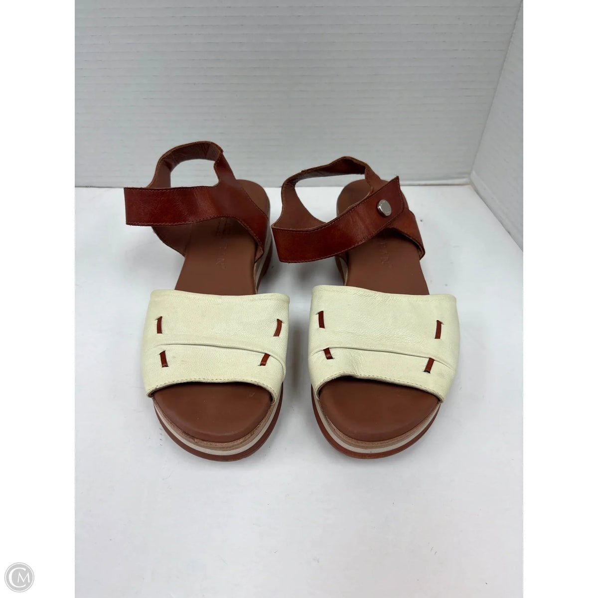 Sandals Heels Platform By Clothes Mentor In Cream, Size: 6.5