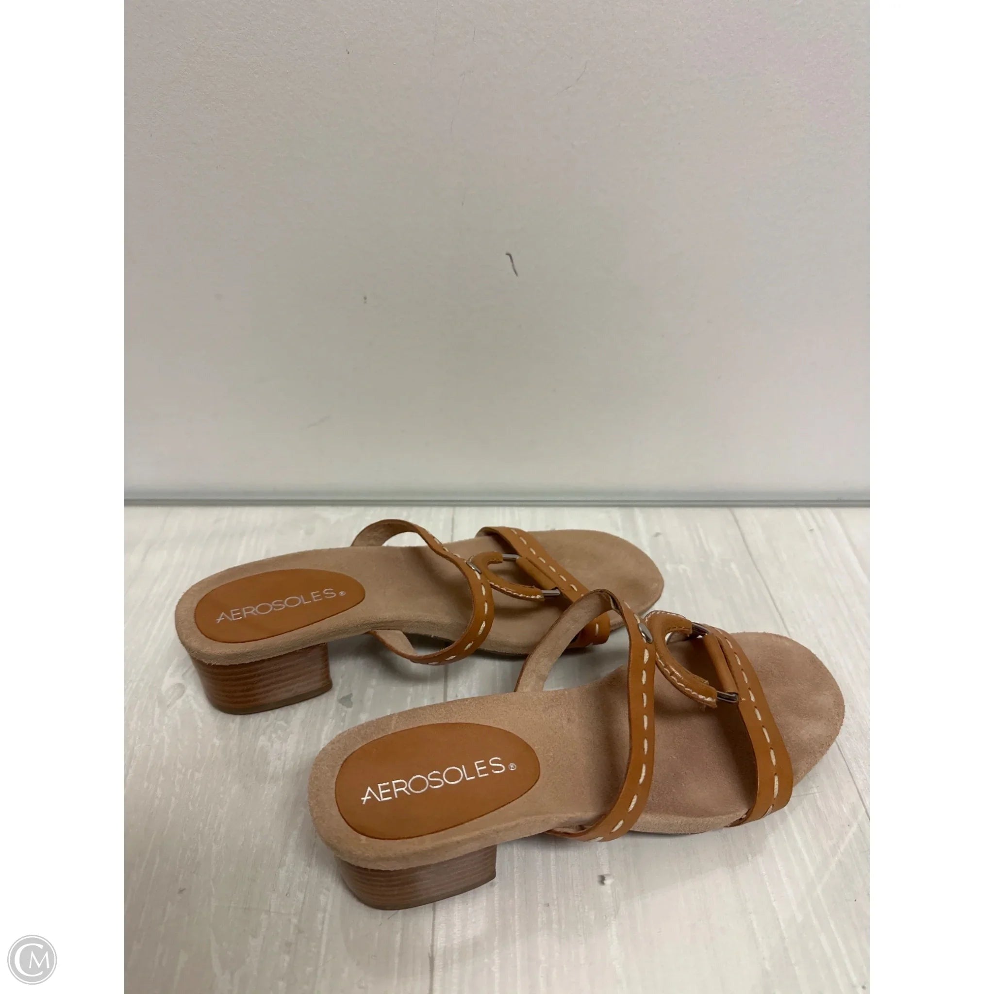 Sandals Heels Block By Aerosoles In Tan, Size: 5.5