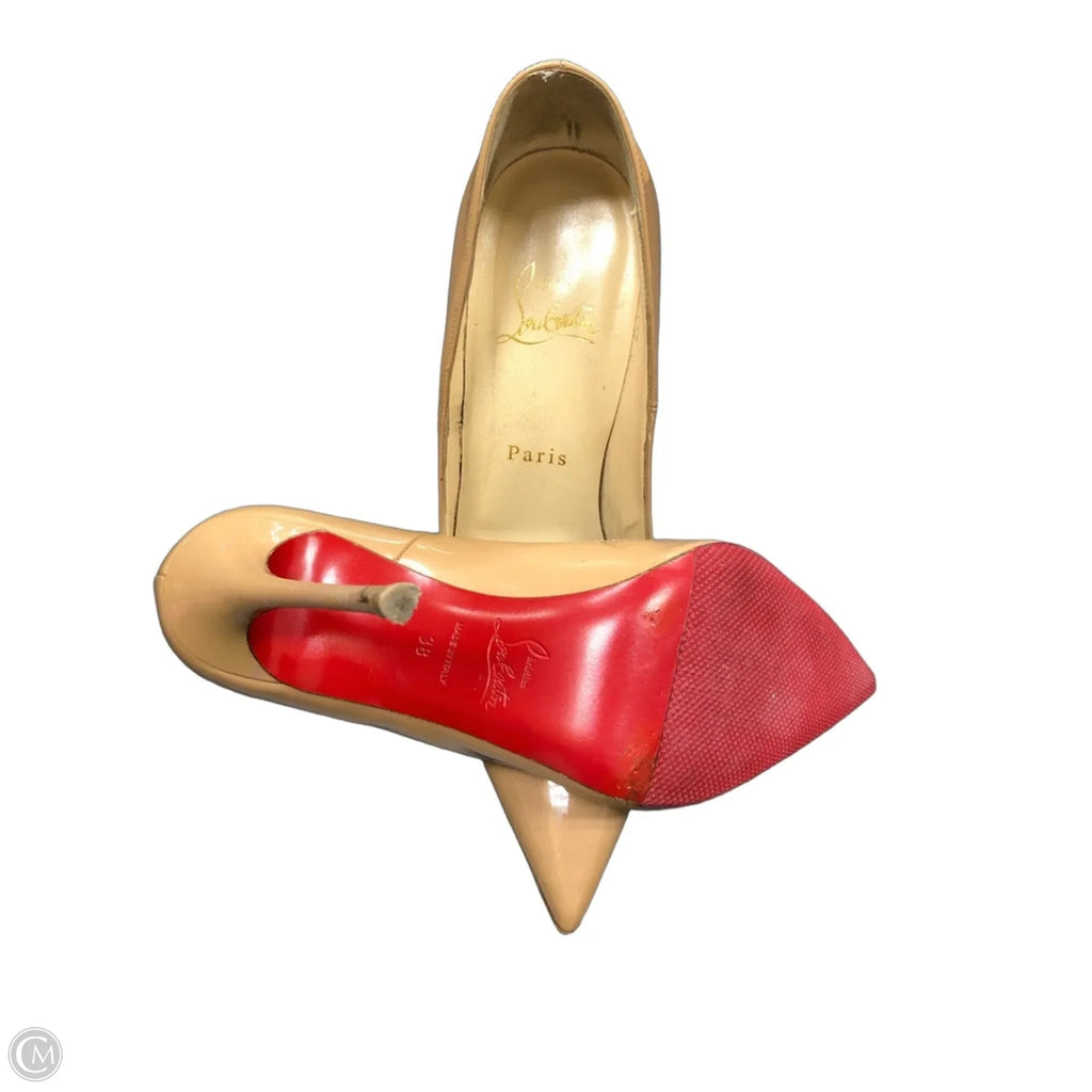 Shoes Luxury Designer By Christian Louboutin In Tan, Size: 7