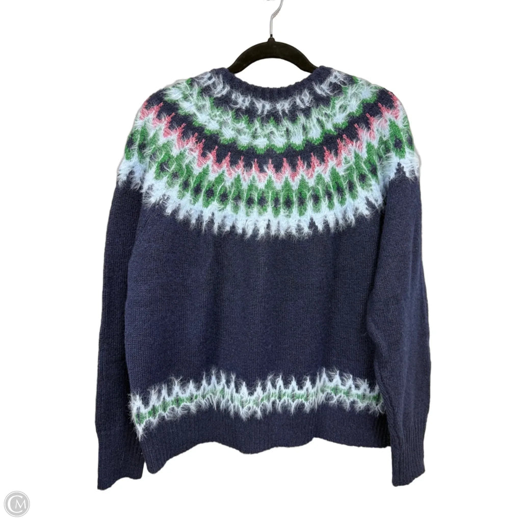 Sweater Cardigan By Free Assembly In Blue & Green, Size: 1x