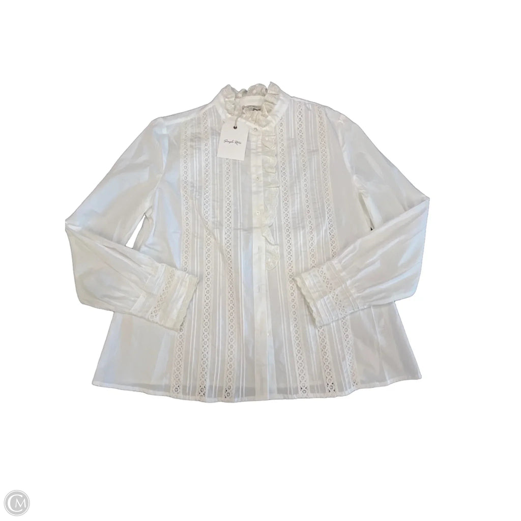 Blouse Long Sleeve By Clothes Mentor In White, Size: M