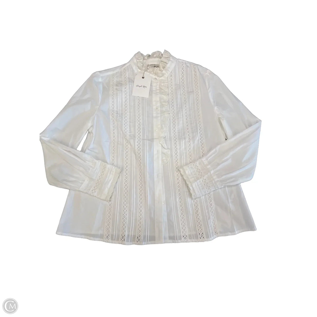 Blouse Long Sleeve By Clothes Mentor In White, Size: M