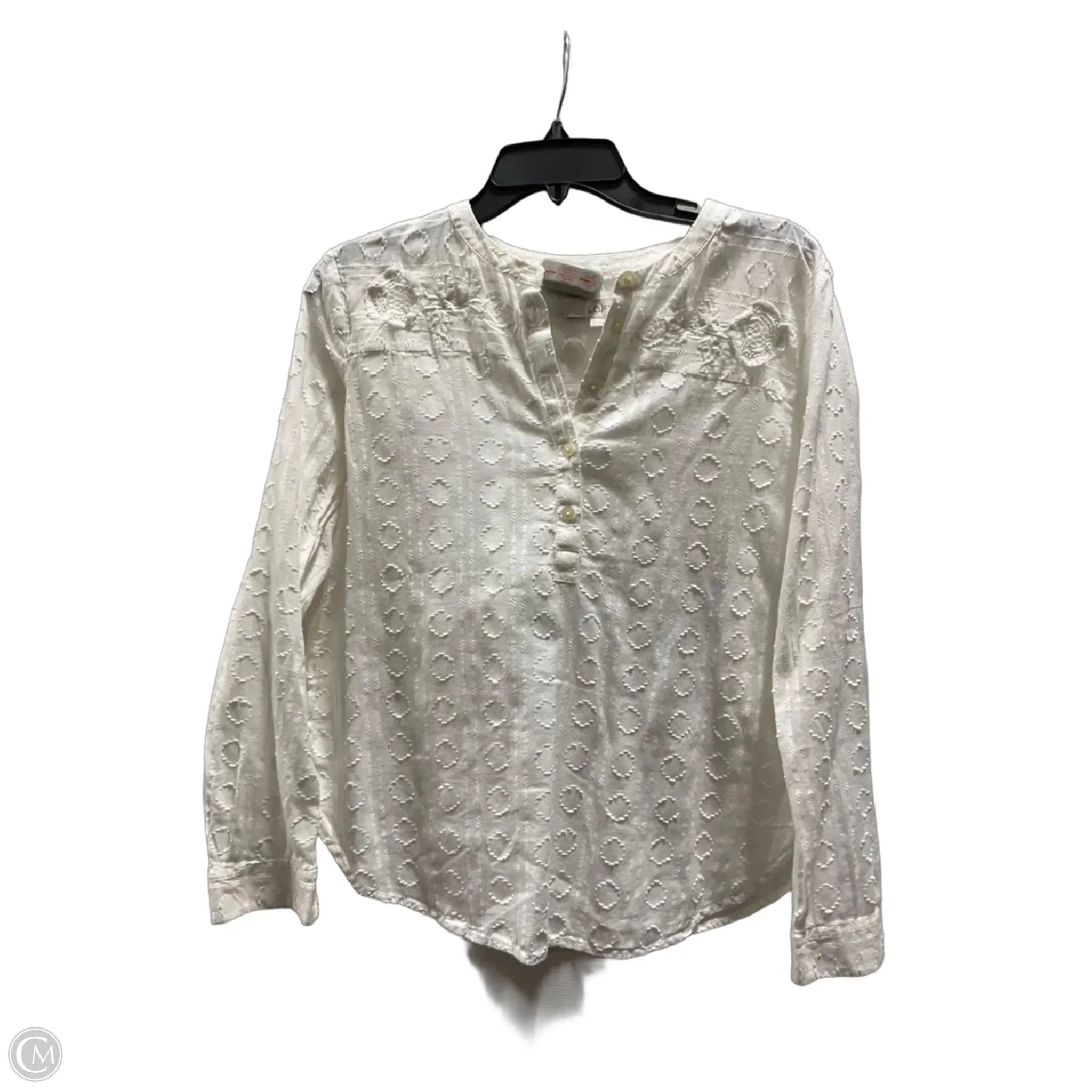 Top Long Sleeve By Loft In White, Size: S