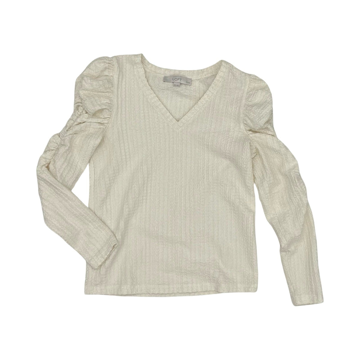 Blouse Ls By Loft In Cream, Size:Xsp
