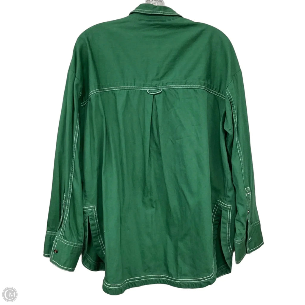 Jacket Shirt By Pilcro In Green, Size: L