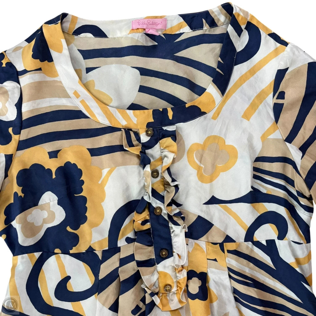 Dress Designer By Lilly Pulitzer In blue & yellow, Size: M
