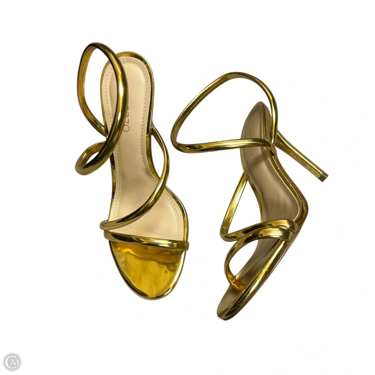 Sandals Heels Stiletto By Arezzo In Gold, Size: 6