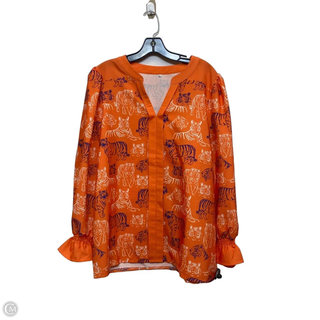 Top Long Sleeve By Cmf In Orange & Purple, Size: Xl