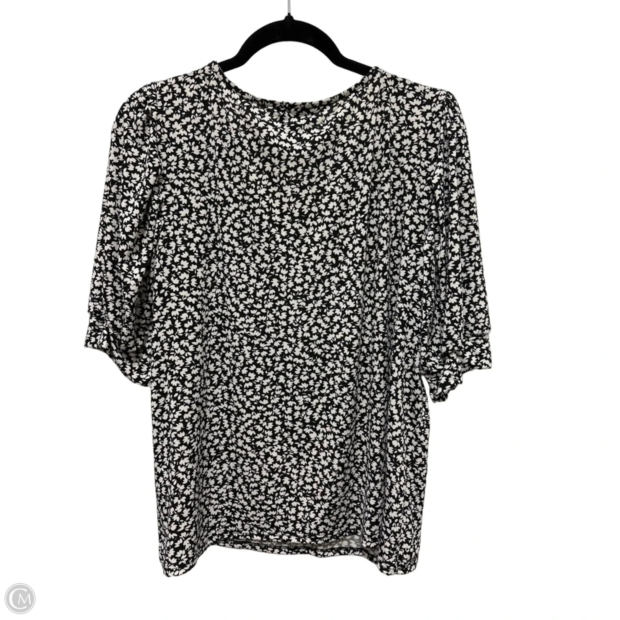 Top Short Sleeve By Cece In Black & White, Size: Xl