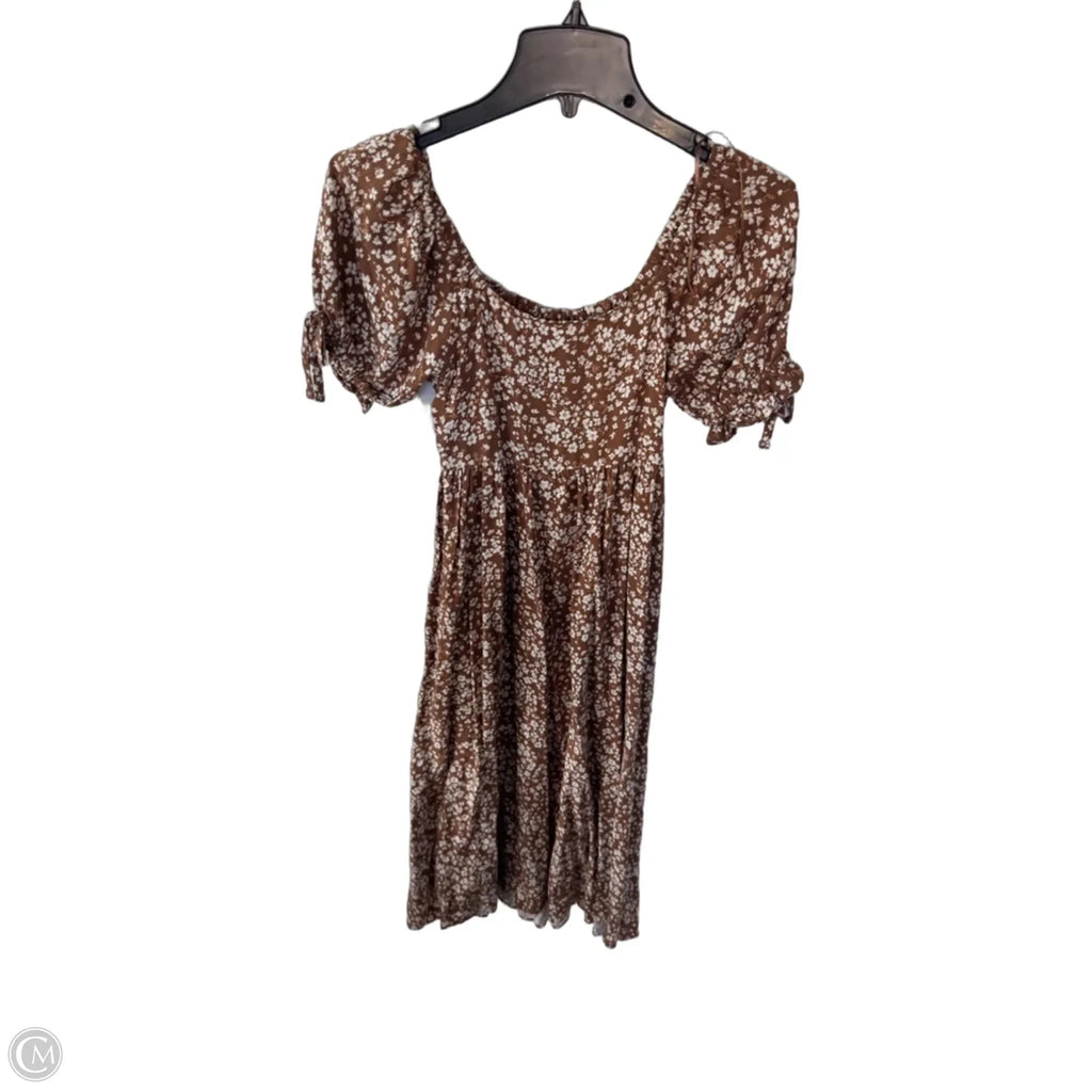 Dress Casual Midi By Clothes Mentor In Brown & White, Size: Xs