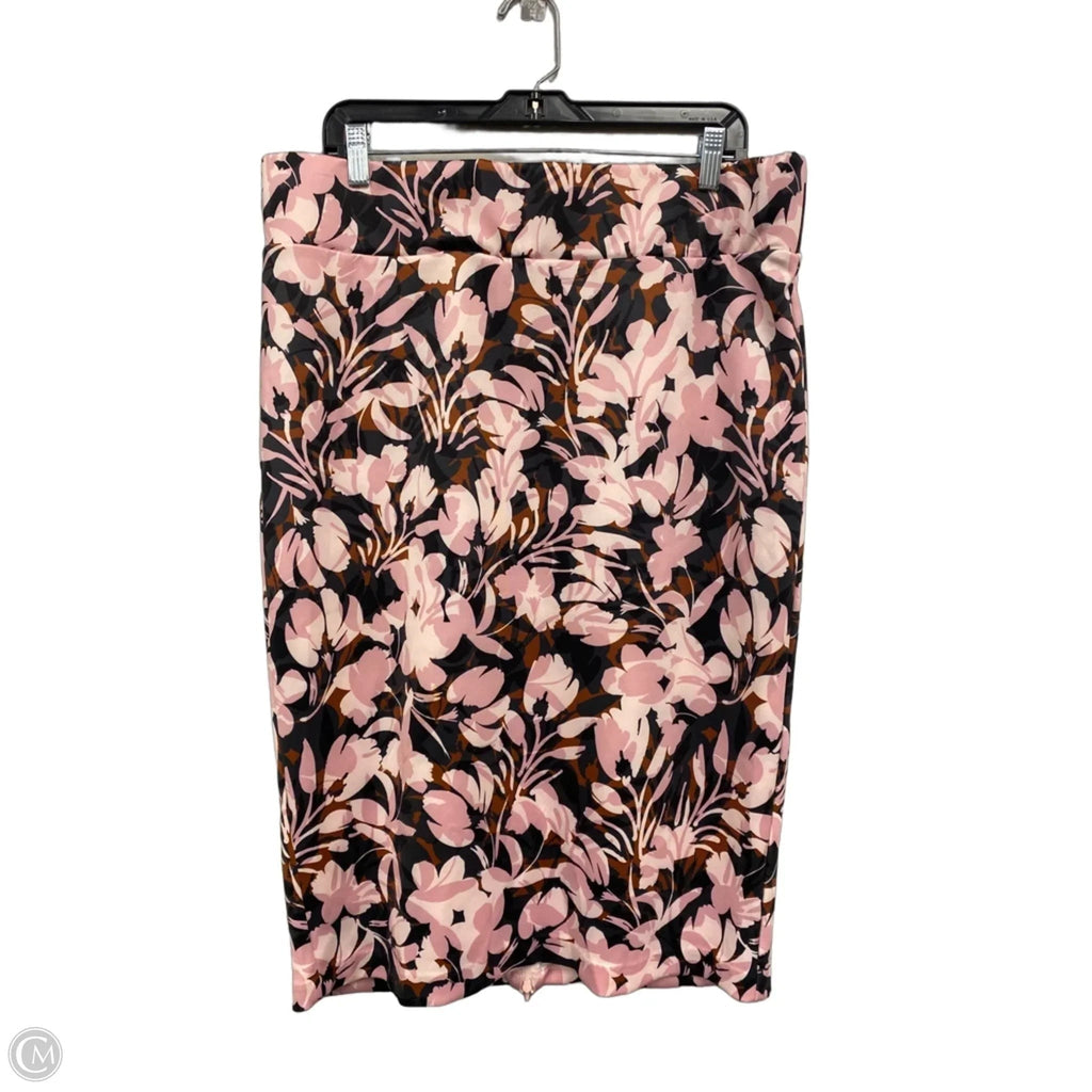 Skirt Midi By Eloquii In Grey & Pink, Size: 16