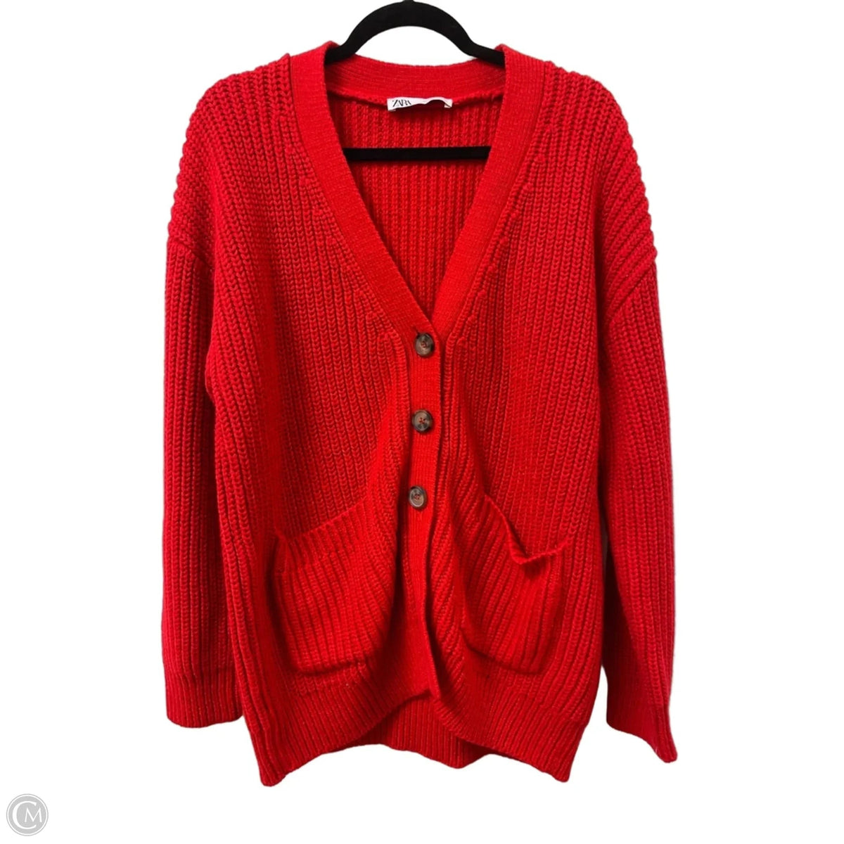 Sweater Cardigan By Zara In Red, Size: S