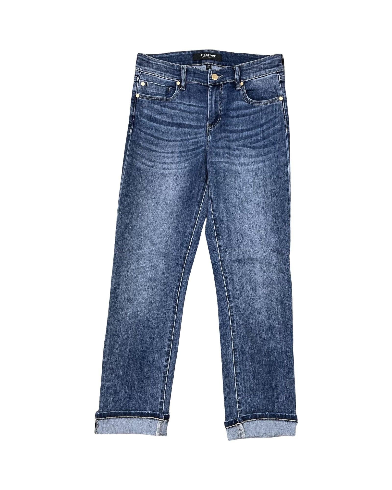 Jeans Boyfriend By Liverpool In Blue Denim, Size:2