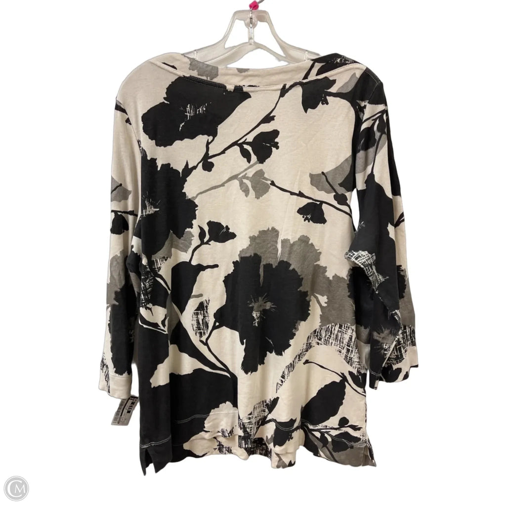 Top Long Sleeve By Chicos In Cream & Grey, Size: Xl