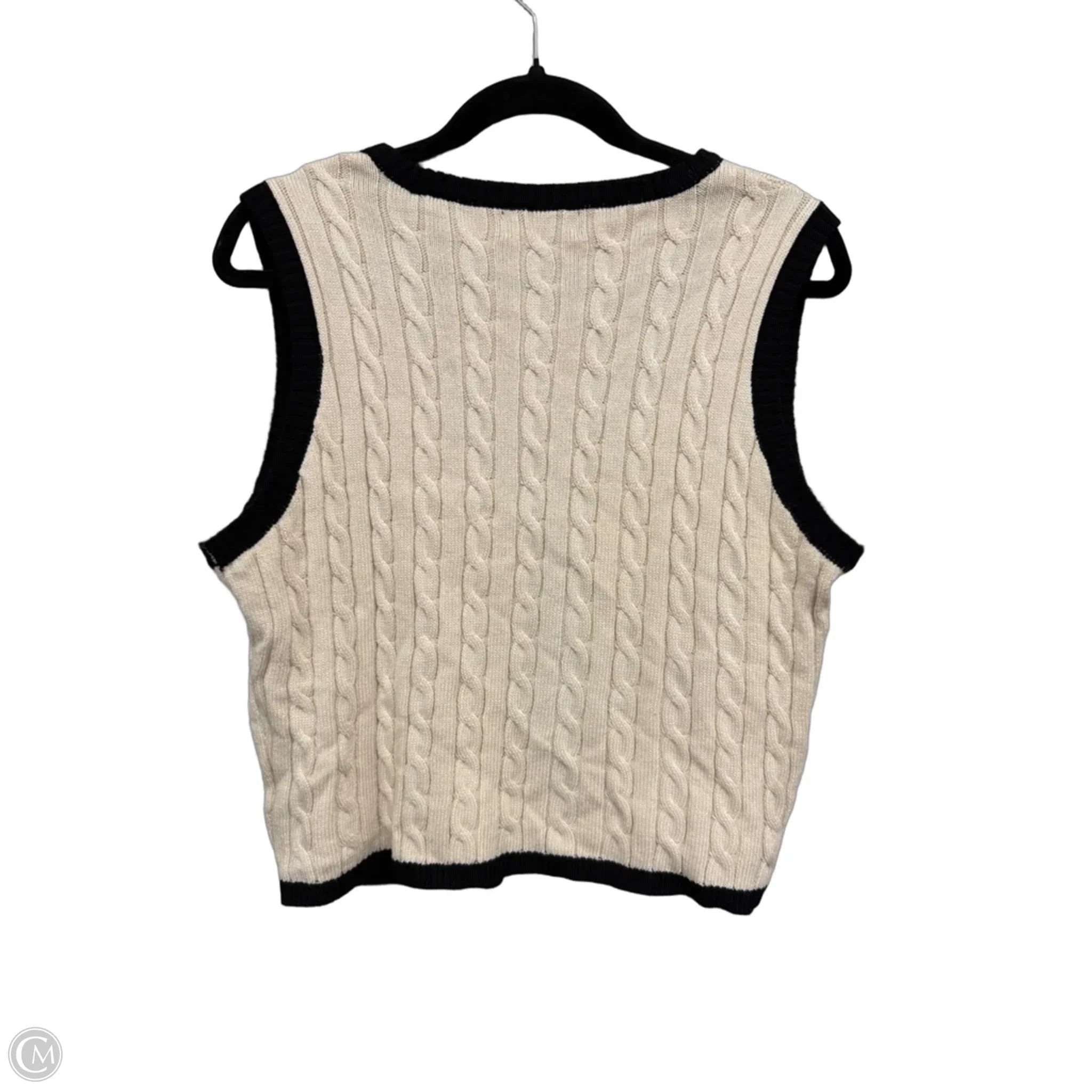 Vest Sweater By Clothes Mentor In Black & Cream, Size: Xl
