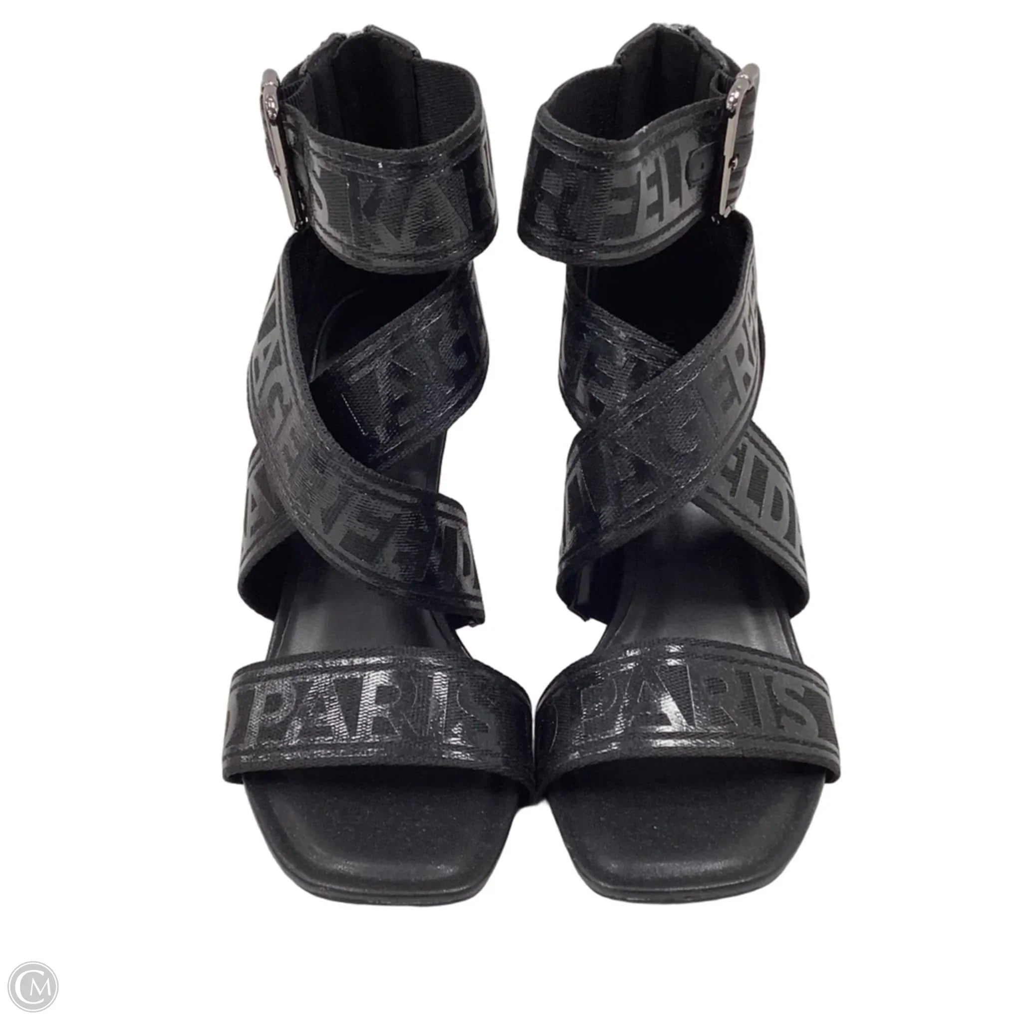 Sandals Heels Stiletto By Karl Lagerfeld In Black, Size: 8