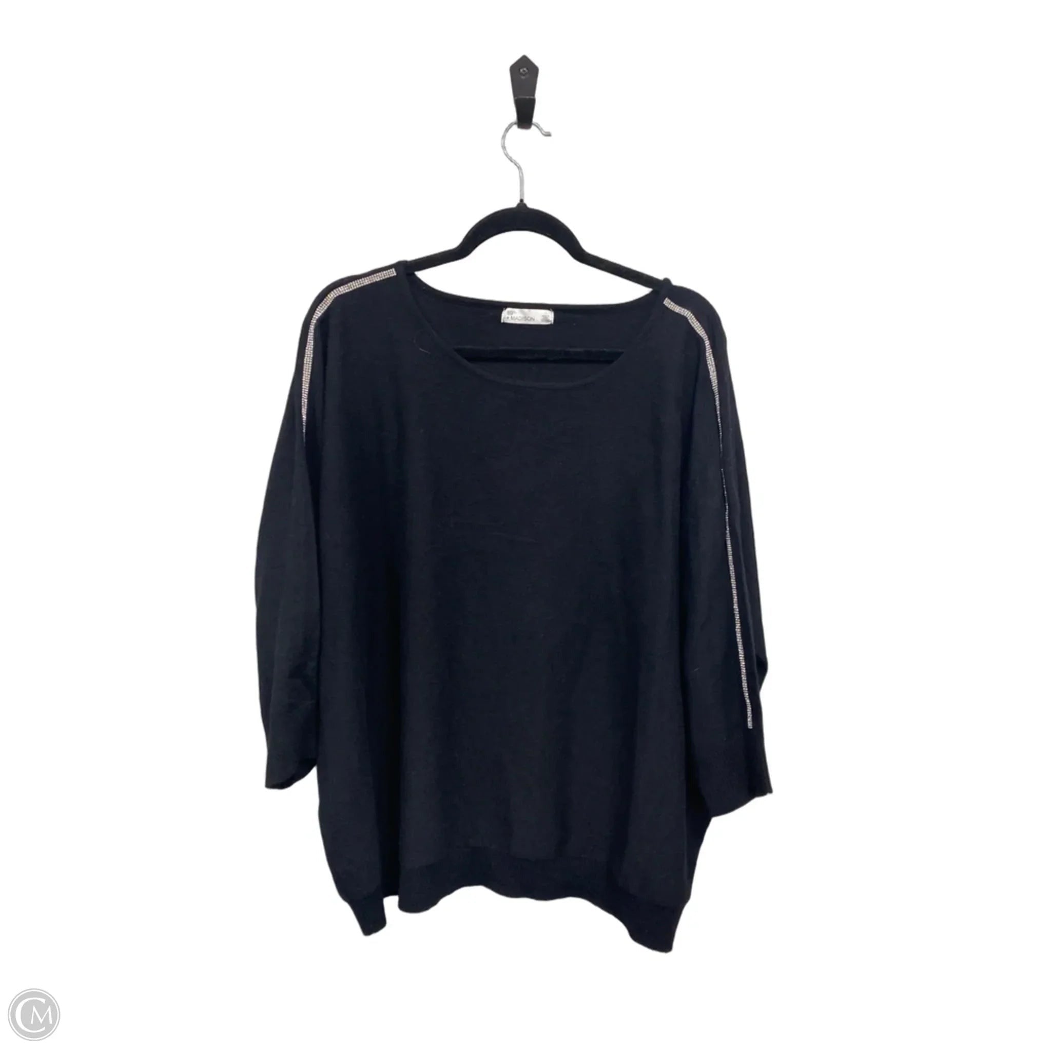 Sweater By 89th And Madison In Black & Silver, Size: 2x