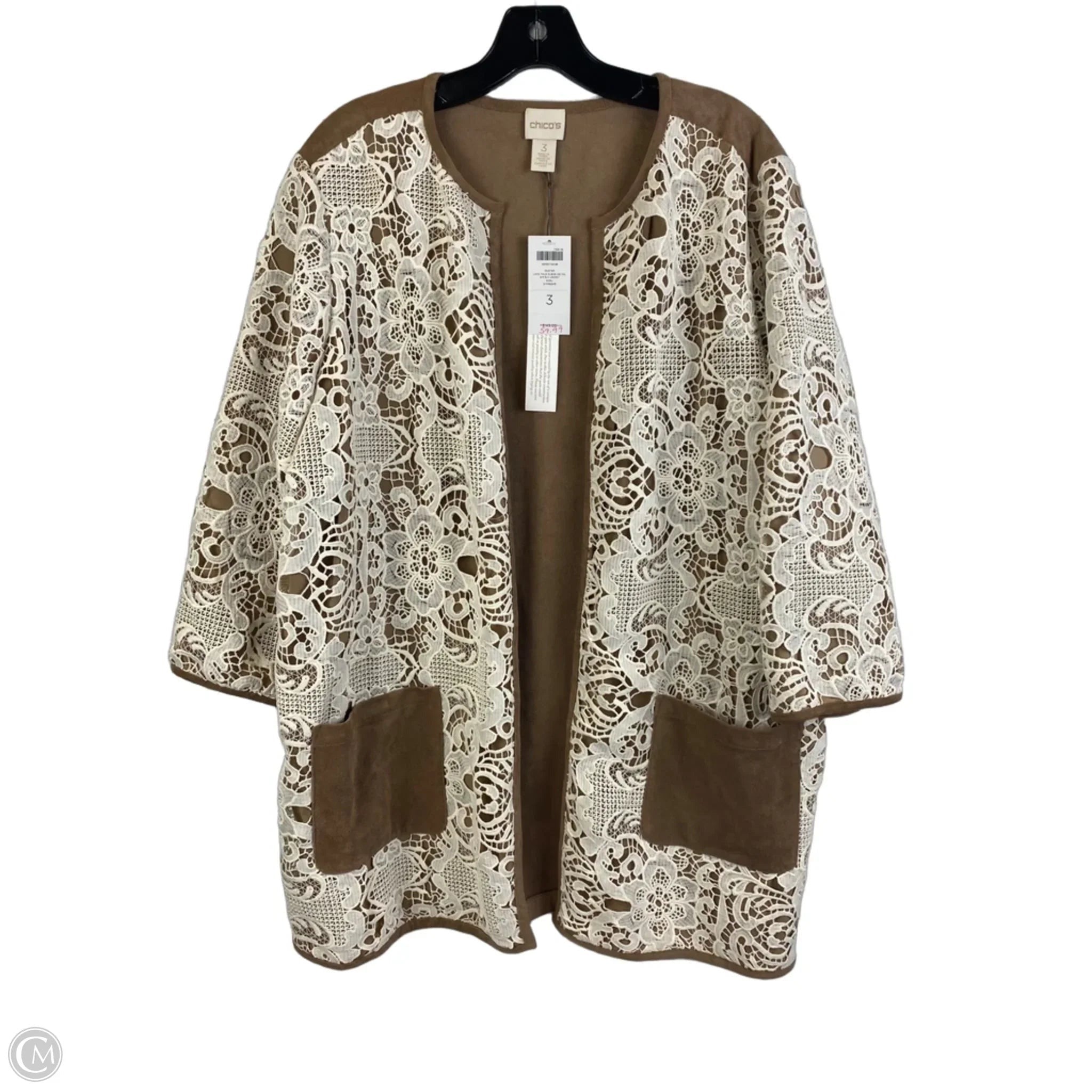 Cardigan By Chicos In Cream, Size: 16/18 XL