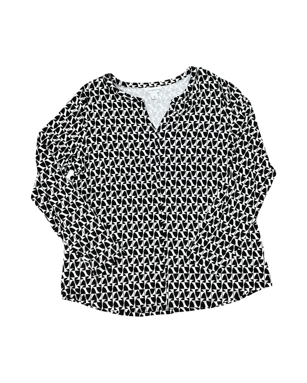 Top Ls By Liz Claiborne In Black & White, Size:Xl