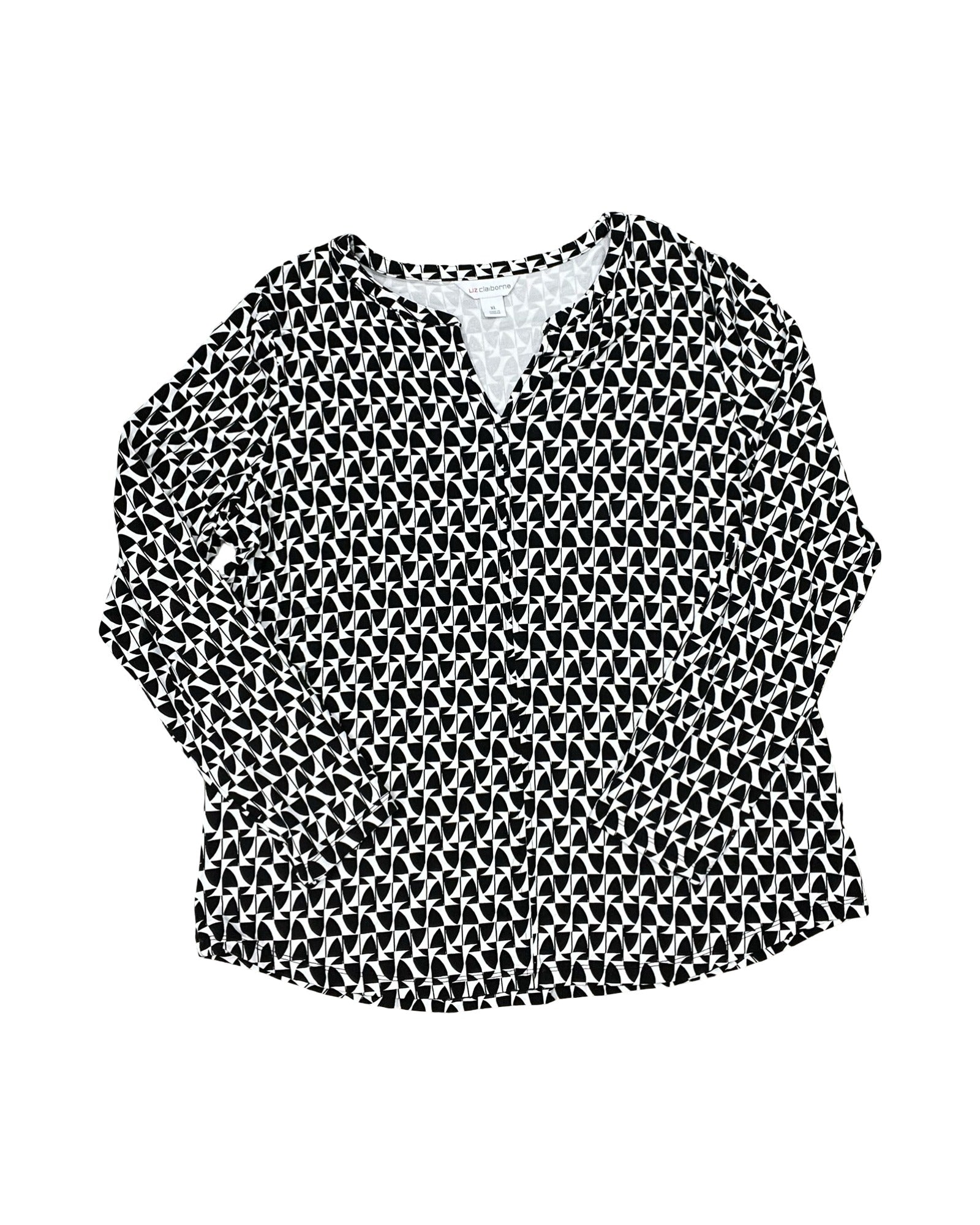 Top Ls By Liz Claiborne In Black & White, Size:Xl