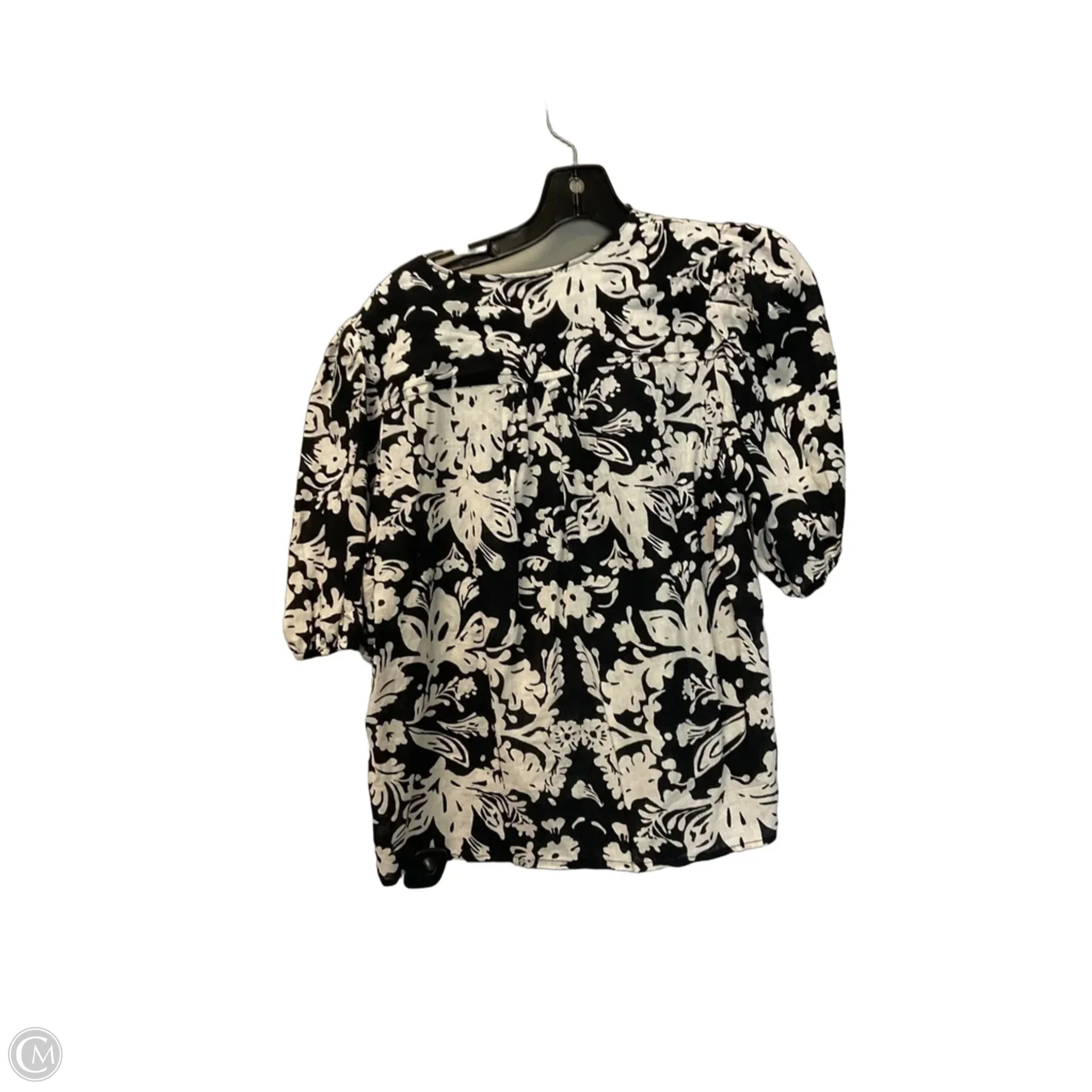 Top Short Sleeve By Christian Siriano In Blue & Cream, Size: M