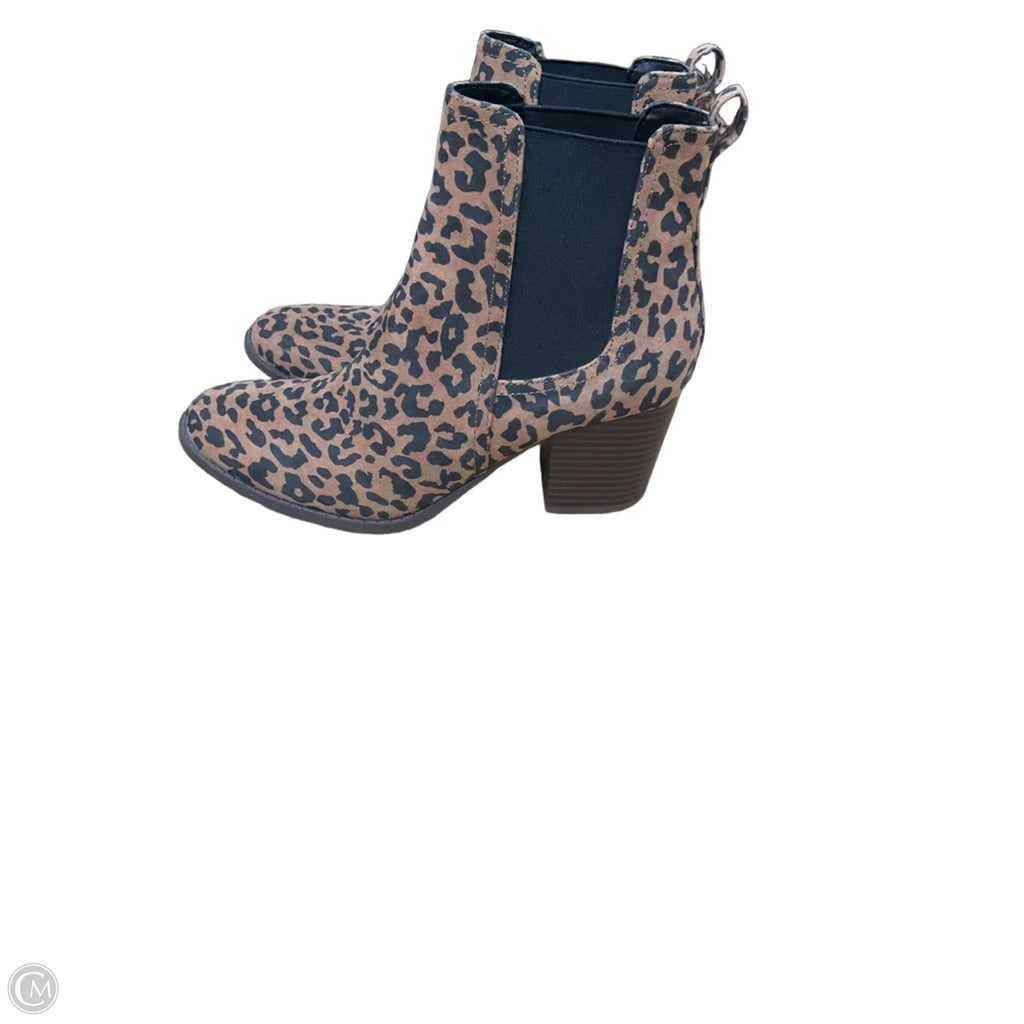 Boots Ankle Heels By Loft In Animal Print, Size: 8
