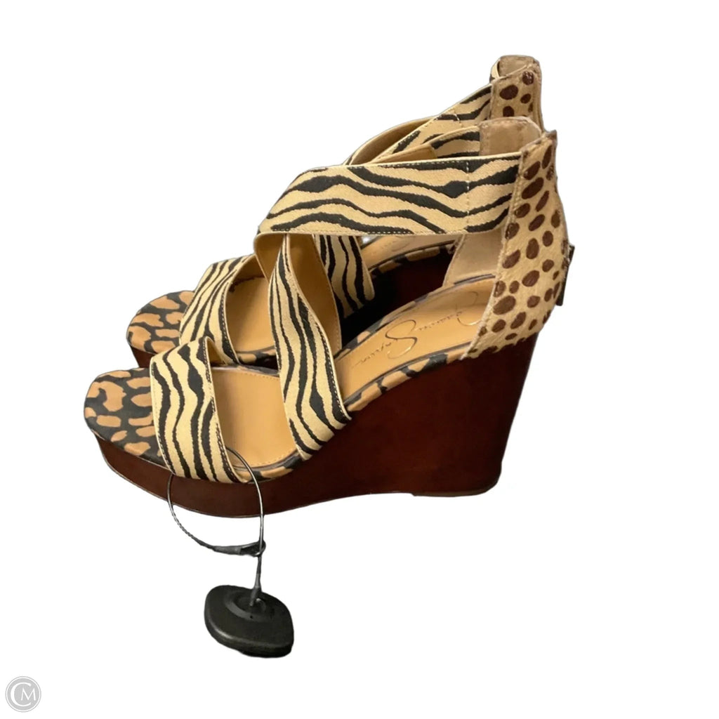 Sandals Heels Wedge By Jessica Simpson In Animal Print, Size: 9.5