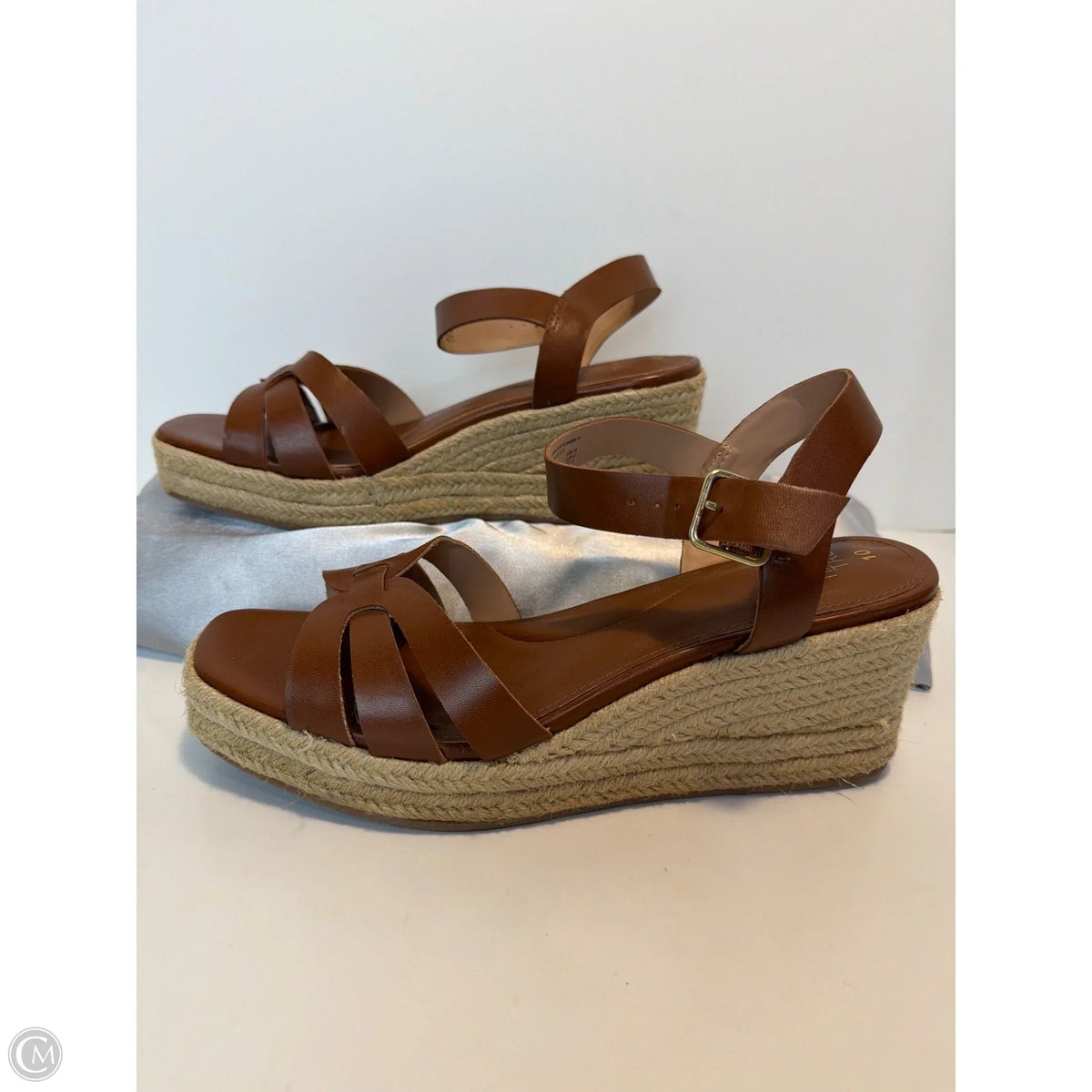 Sandals Heels Block By Time And Tru In Brown, Size: 10