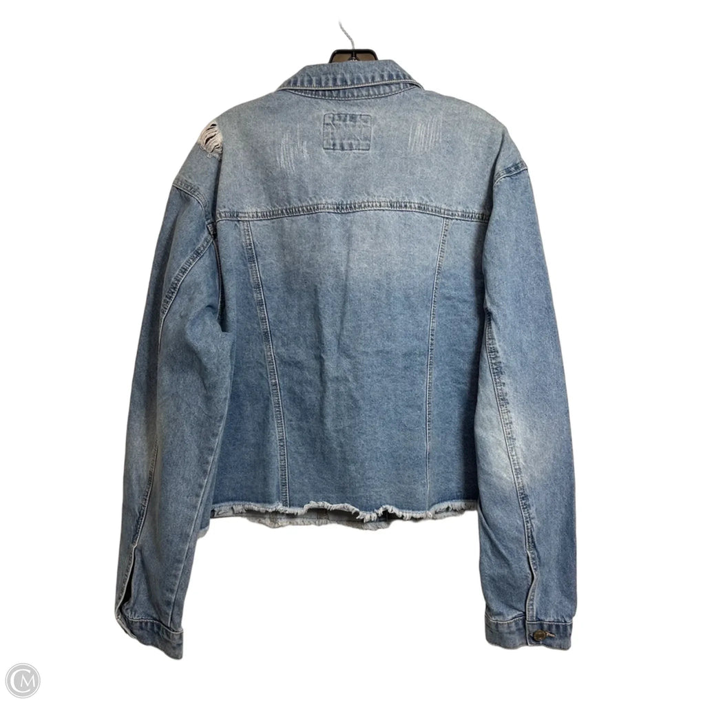 Jacket Denim By Wax Jean In Blue, Size: 2x