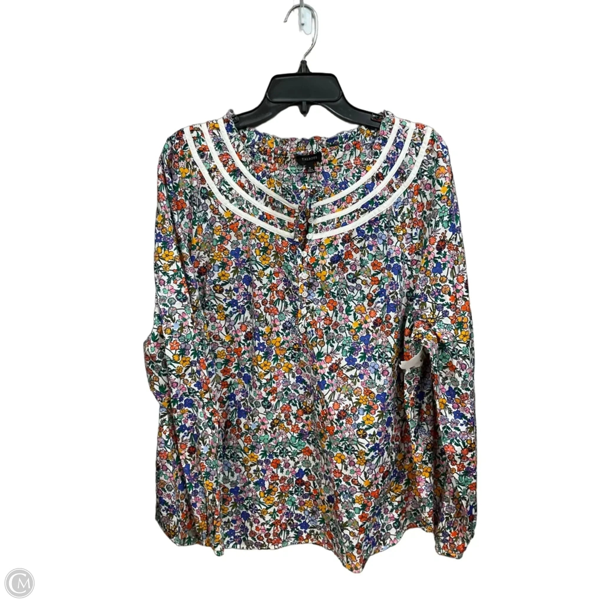 Blouse Long Sleeve By Talbots In Floral Print, Size: Xl