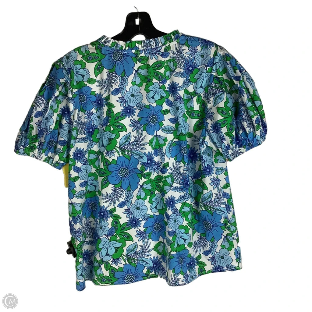 Top Short Sleeve By Sugar Lips In Blue & Green, Size: L