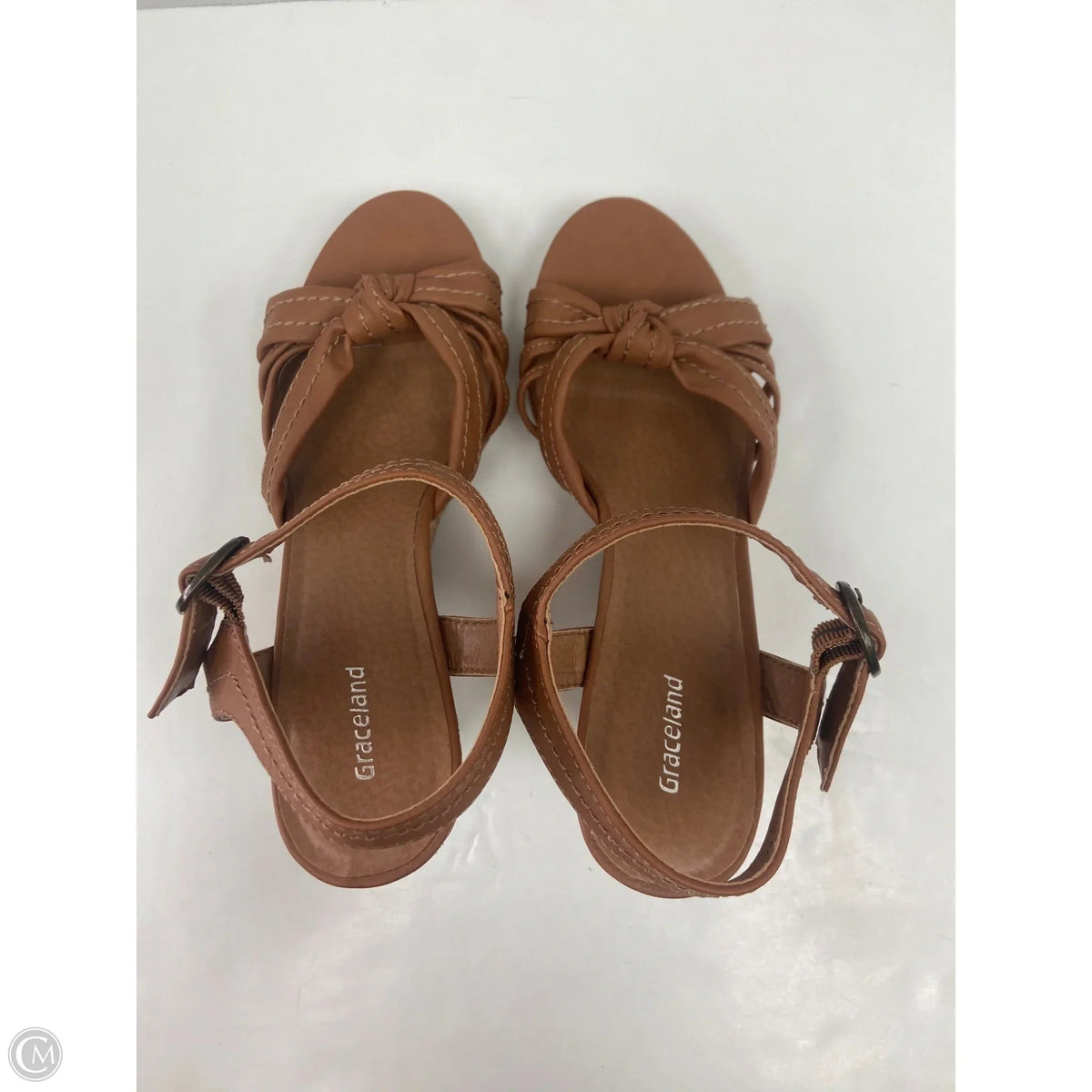 Sandals Heels Block By Clothes Mentor In Brown, Size: 8.5