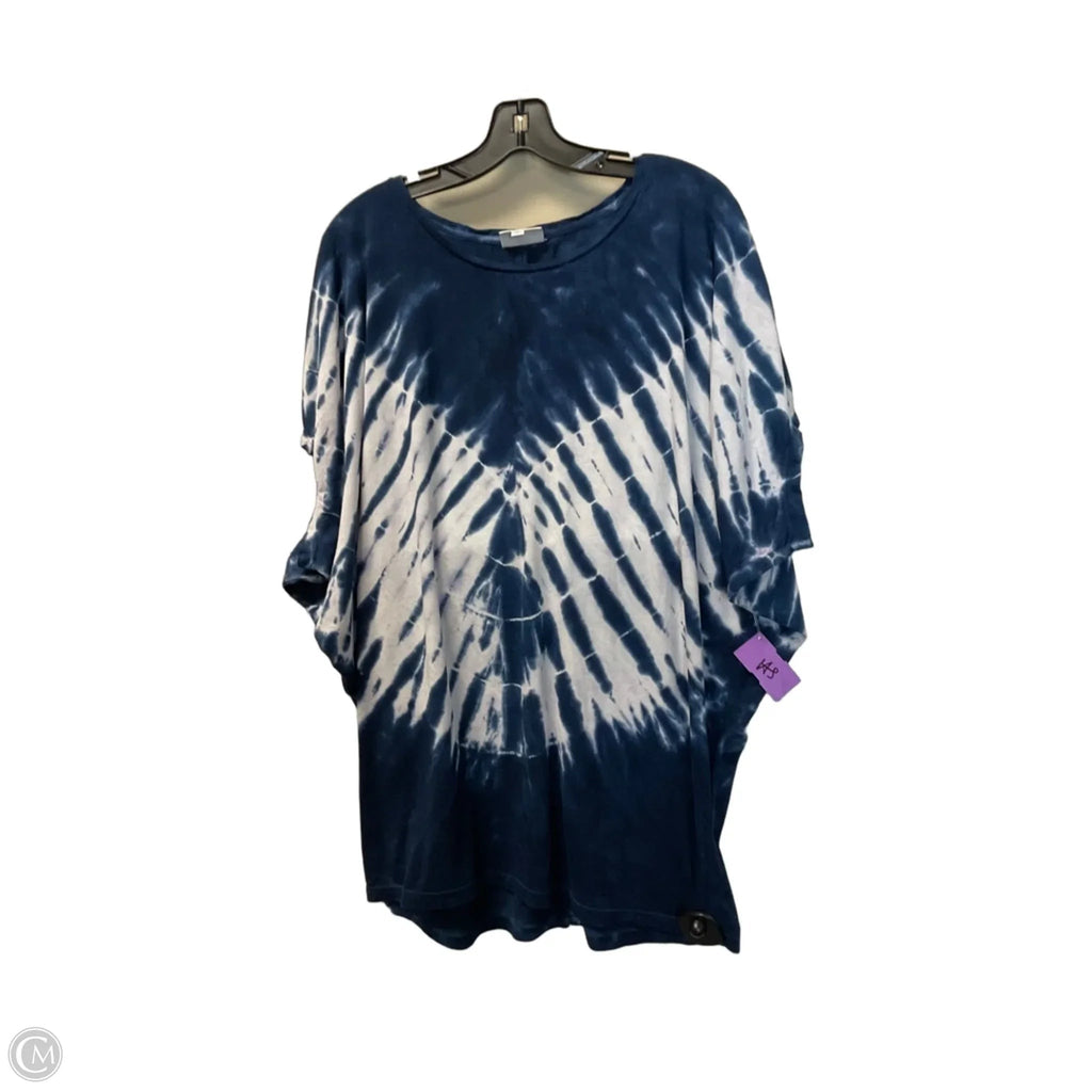 Top Short Sleeve By Wonderly In Blue & White, Size: L