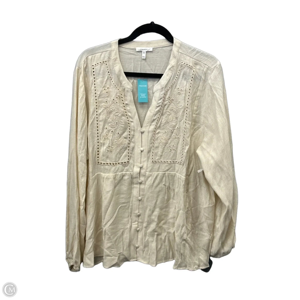 Top Long Sleeve By Maurices In Beige, Size: Xxl
