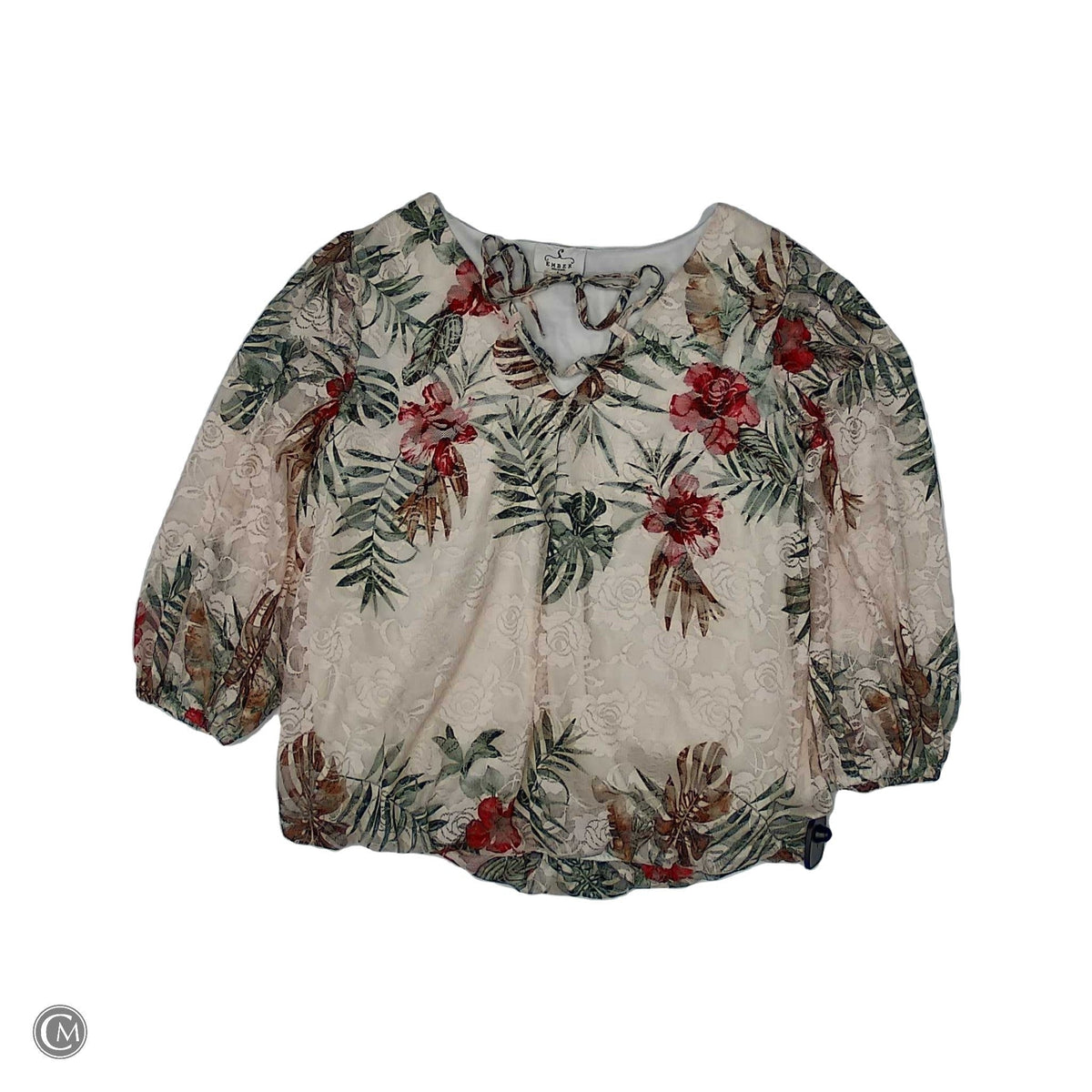 Blouse 3/4 Sleeve By Ember In Floral Print, Size: L