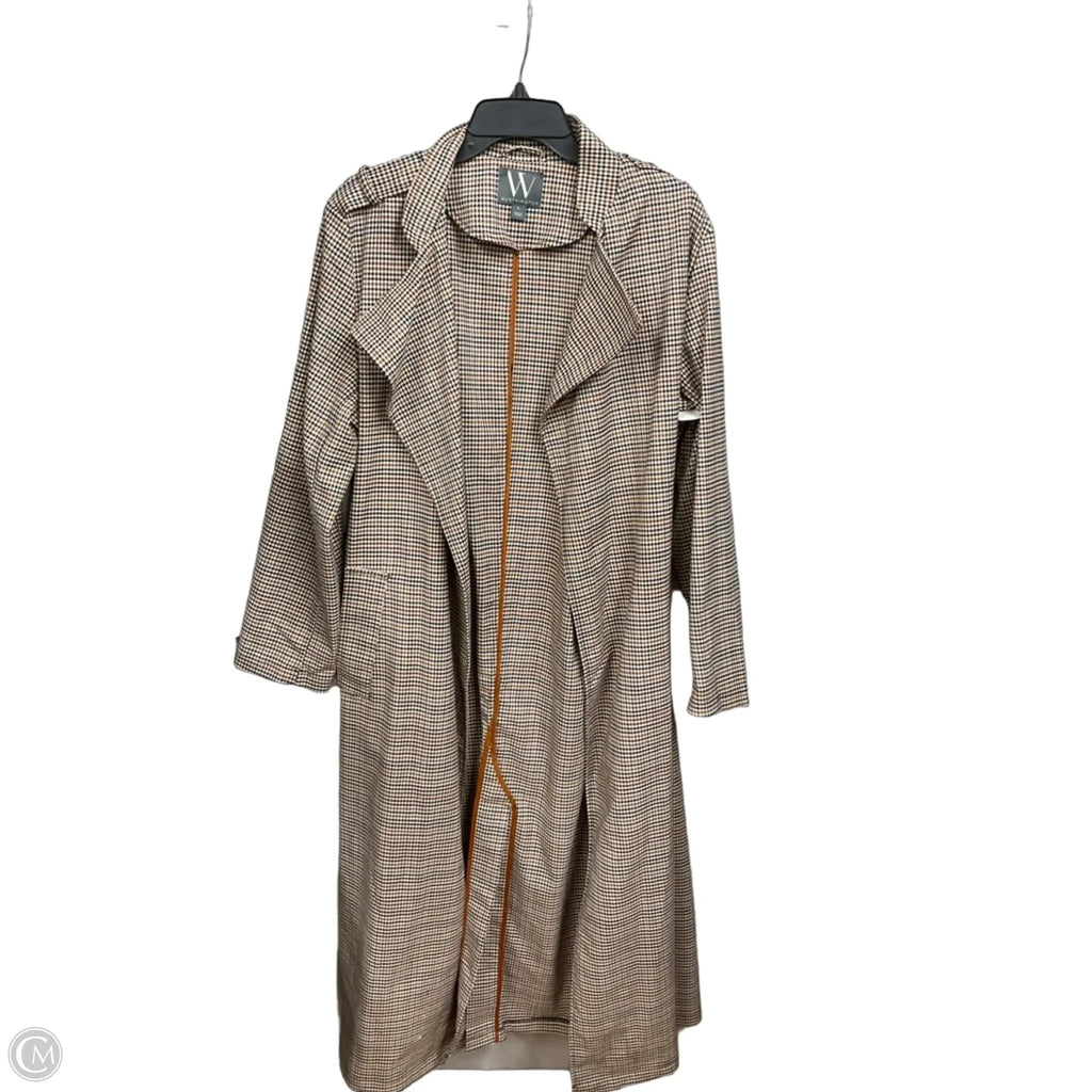 Coat Trench Coat By Worthington In Plaid Pattern, Size: L