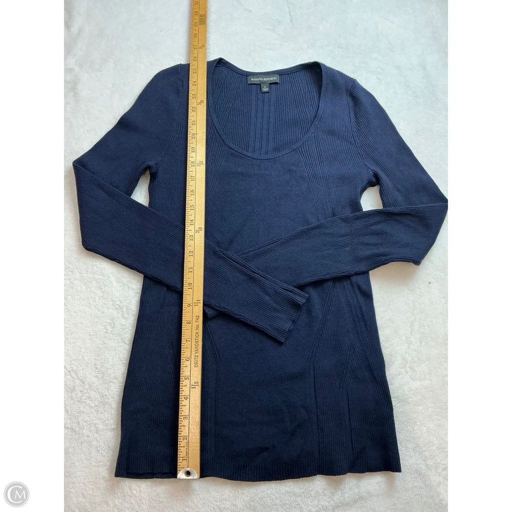 Top Long Sleeve By Banana Republic In Navy, Size: L