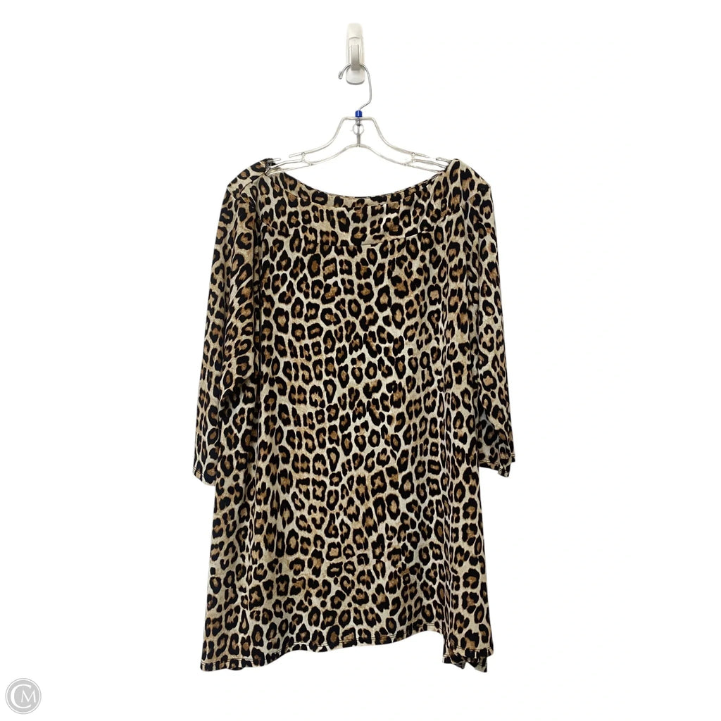 Top 3/4 Sleeve By Chicos In Animal Print, Size: Xl