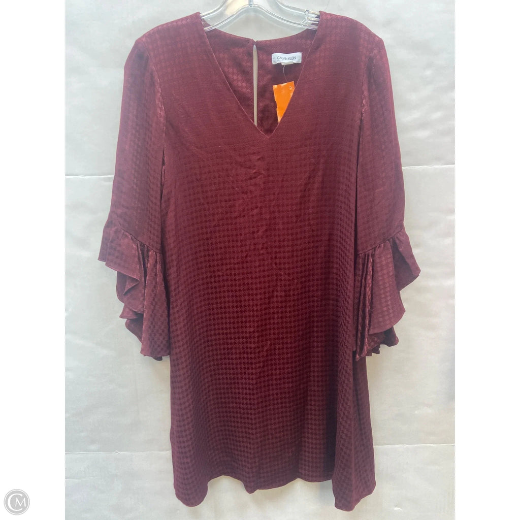 Dress Casual Midi By Calvin Klein In Maroon, Size: Xs