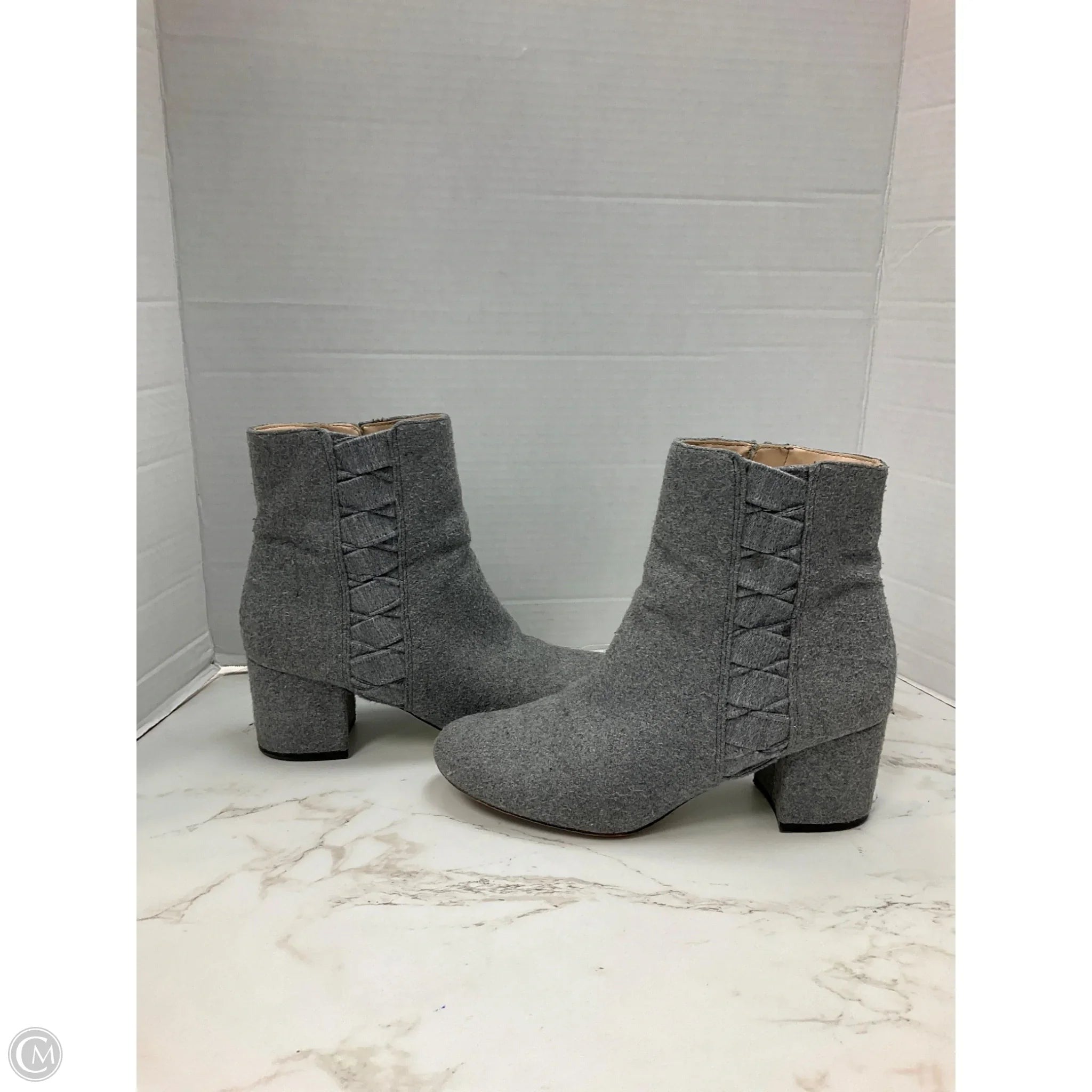 Boots Ankle Heels By Nine West In Grey, Size: 8