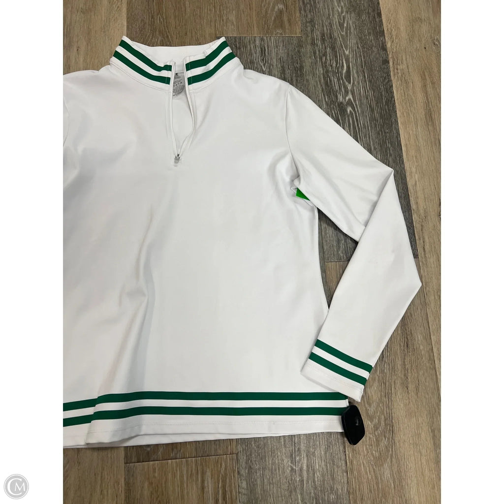 Athletic Top Long Sleeve Collar By Kyodan In Green & White, Size: M