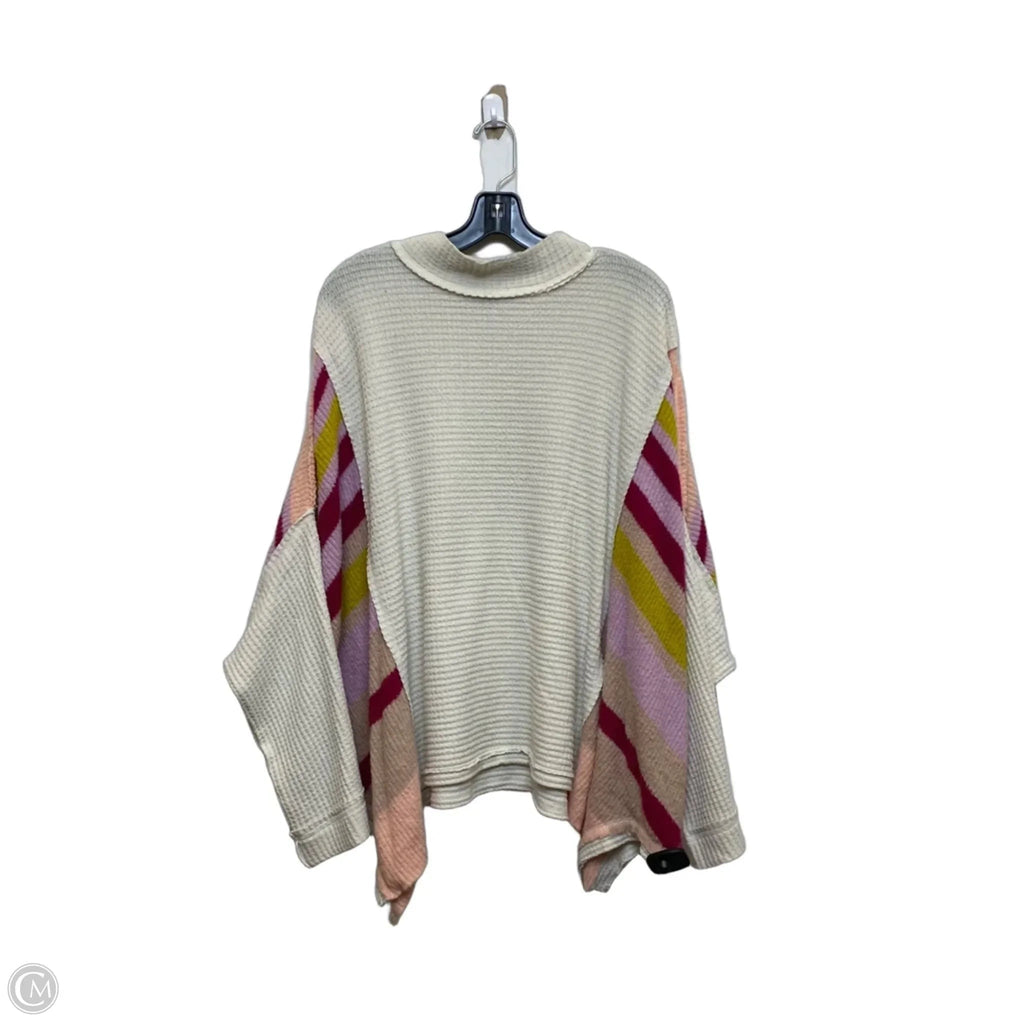 Top Long Sleeve By We The Free In Cream & Pink, Size: L