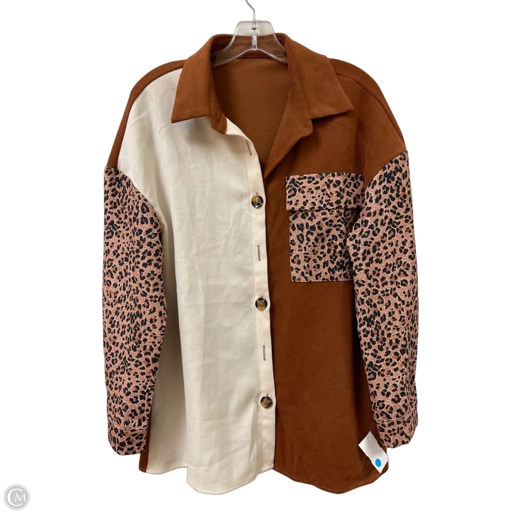 Jacket Shirt By Clothes Mentor In Animal Print, Size: L