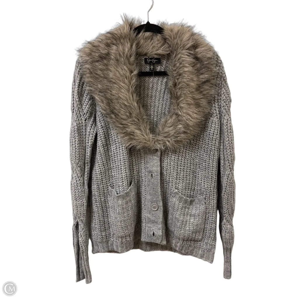 Sweater Cardigan By Jessica Simpson In Grey, Size: L