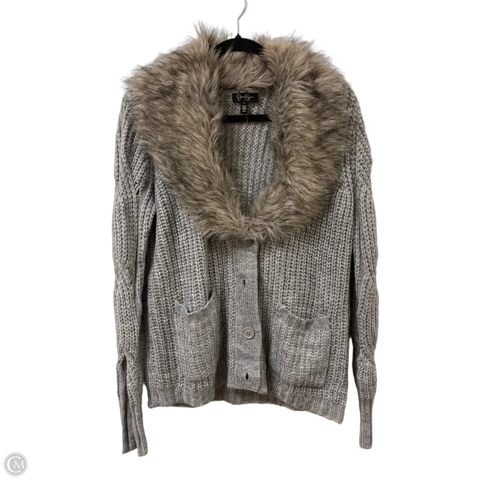 Sweater Cardigan By Jessica Simpson In Grey, Size: L