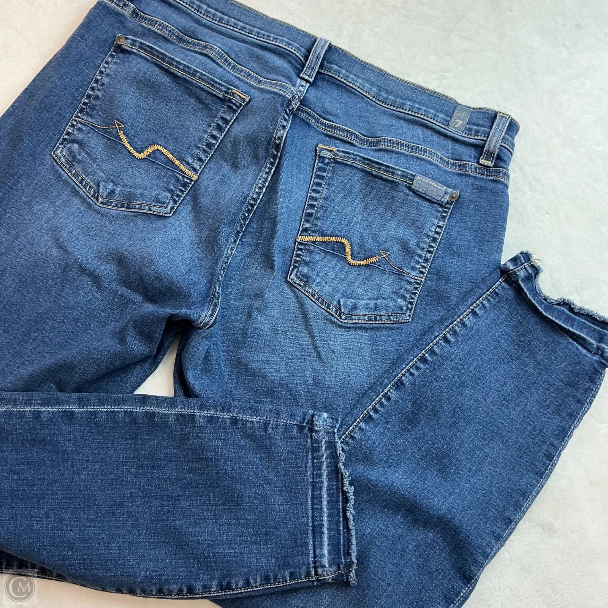 Jeans Skinny By 7 For All Mankind In Blue Denim, Size: 10