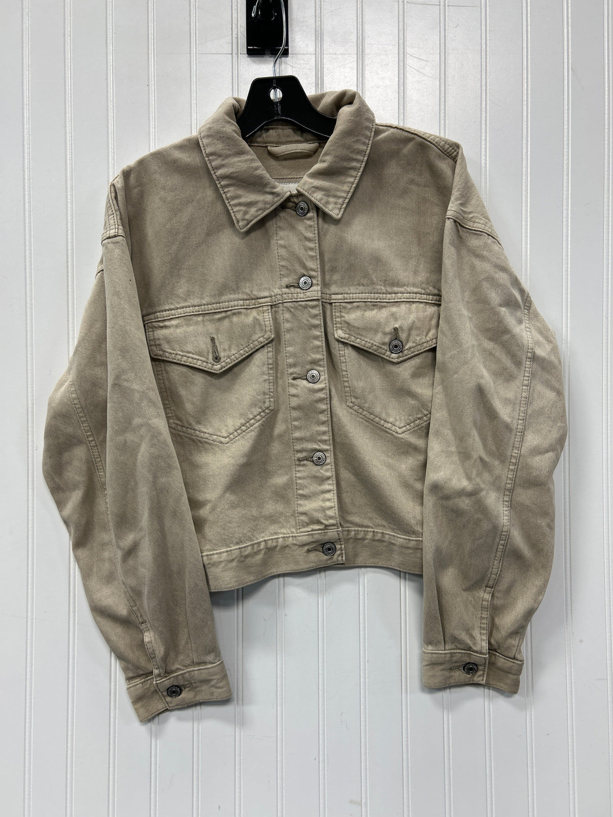 Jacket Denim By Abercrombie And Fitch In Tan Denim, Size:L