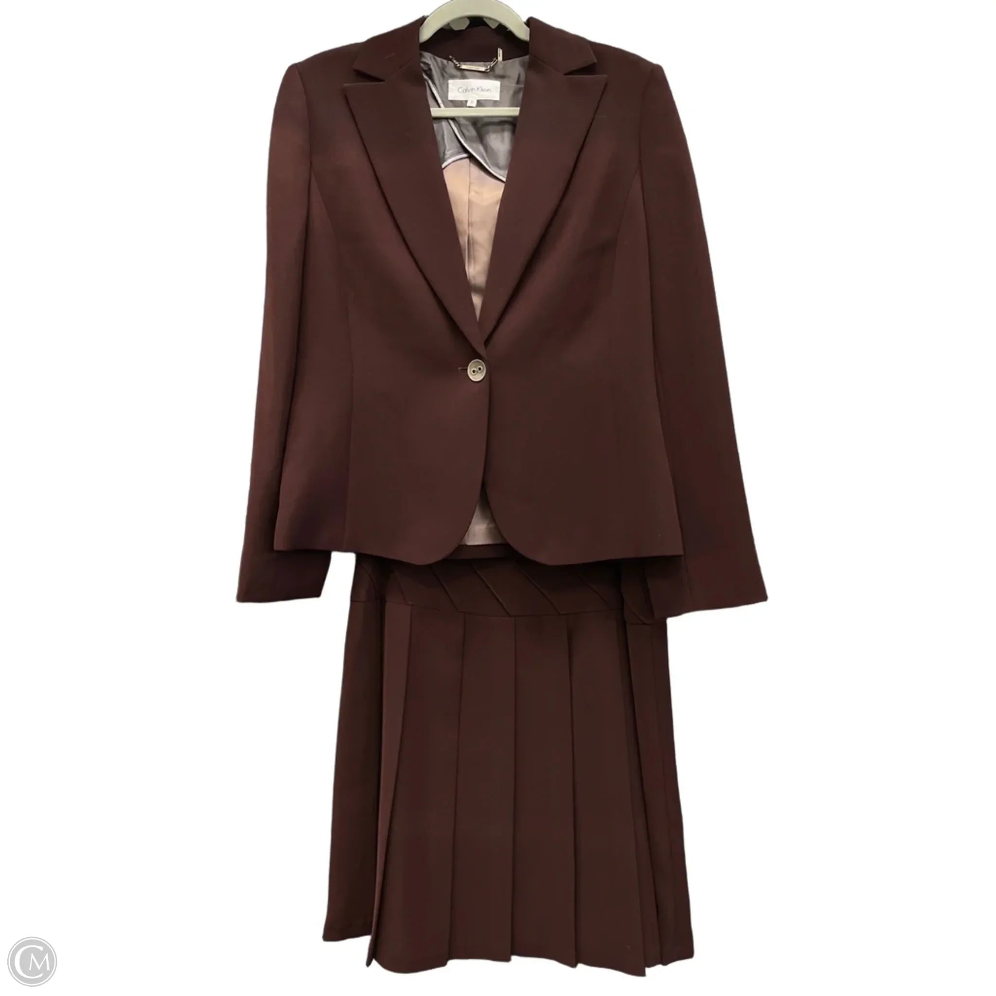 Skirt Suit 2pc By Calvin Klein In Brown, Size: 10